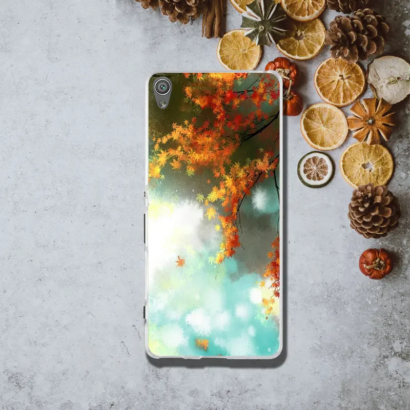 Осенний пейзаж масляная живопись мягкие фоточехлы для Sony Xperia Z Z1 Z2 Z3 Z4 Z5 Compact XA M2 M4 M5