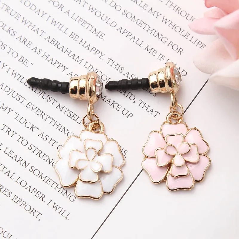 

3.5mm Dustproof Rhinestone Flower Earphone Plugs for iPhone Headphones Anti Dust Plug Mobile Phone All Cell Phones Accessories