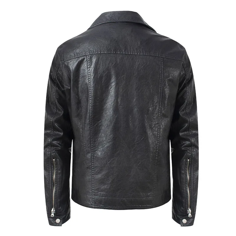 

Mcikkny Men Pu Leather Jackets Motorcycle Leather Outwear Coats For Male Top Clothing Size M-4XL Black
