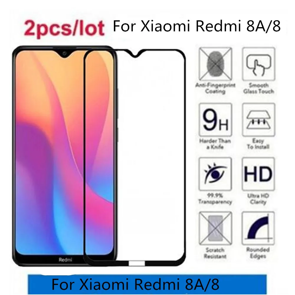 Защитный чехол из закаленного стекла для Xiaomi Redmi 8A полное клеевое покрытие