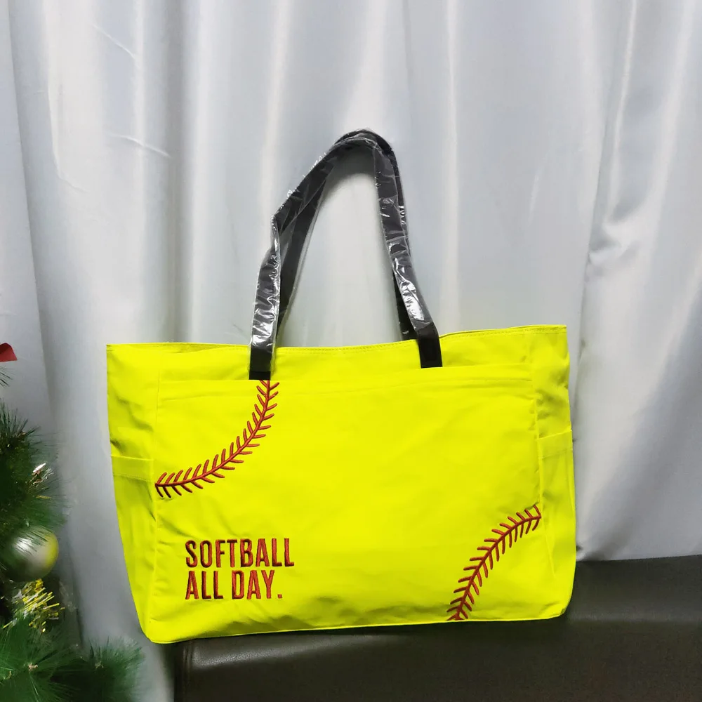 

25pcs Lot Softball Tote Embroidered Baseball All Day Sports Bag GA Wareohuse Softball-Handbag Team Accessories Purse DOMIL1477