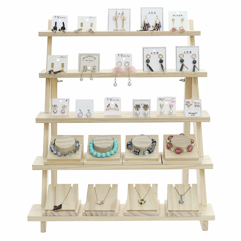 

Multi-Layer Wood Display Riser Earring & Ring Holder Stand Bracelet Holder Jewelry Storage Rack Doll Display Stand