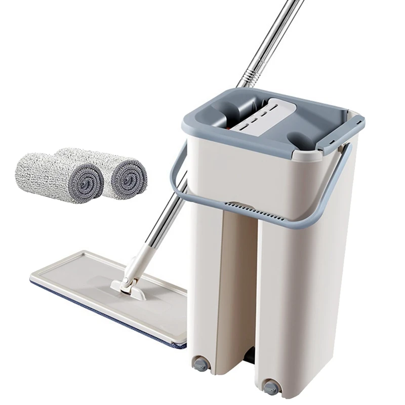 

HOT SALE Flat Floor Mop Scraping Ultra-Fine Fiber Mop Self Wet And Dry Cleaning Microfiber Mop Bucket With 2 Microfiber Pads