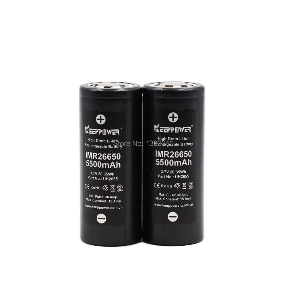 2 шт./лот новая модель Keeppower 3,7 V 26650 IMR26650 5500mAh Max 30A разрядная электронная сигарета батарея