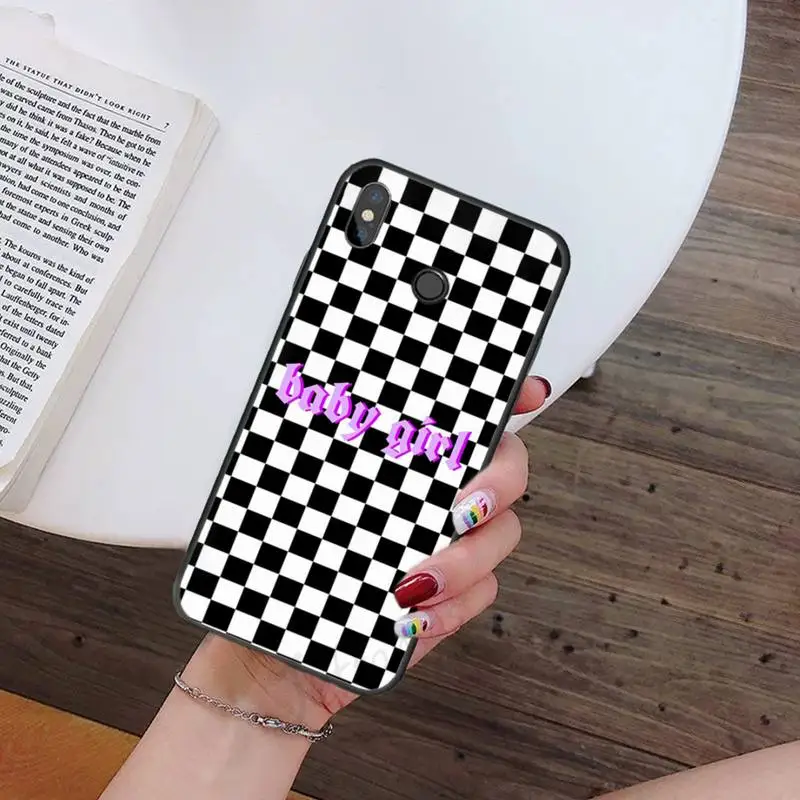 

Black white checkeredboard Phone Case For Xiaomi Redmi note 7 8 9 t k30 max3 9 s 10 pro lite