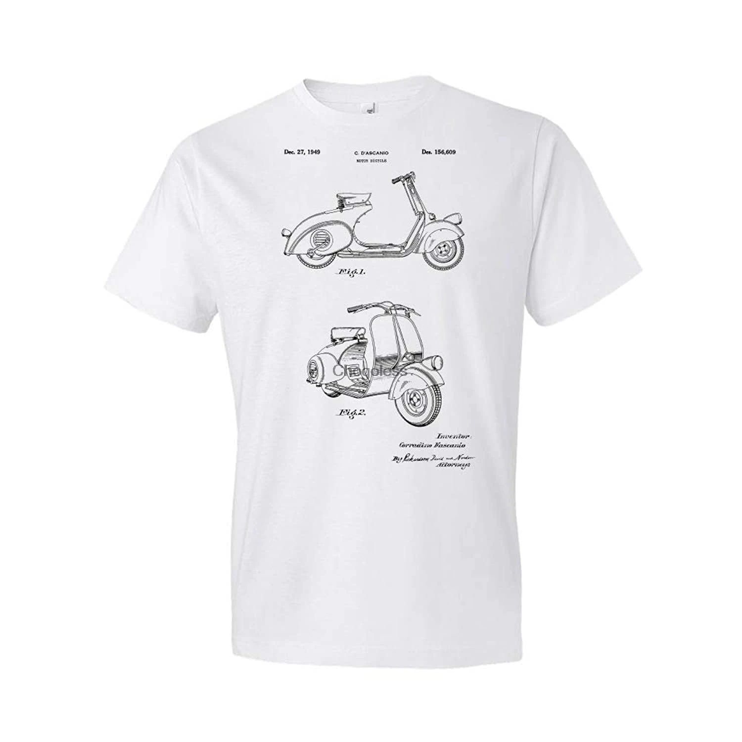 

Moped Scooter T-Shirt Rider Gifts Moped Blueprint Vintage Scooter