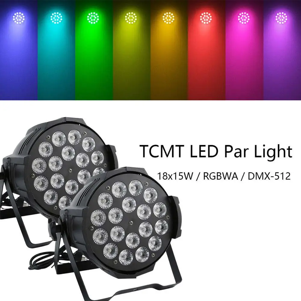 2шт 18x15 Вт Светодиодный светильник DMX 512 RGBWA 5в1 звуковой активный PAR64 сценический