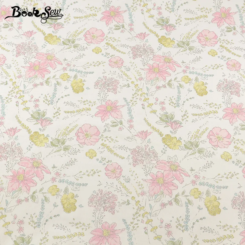 Booksew Новое поступление домашний текстиль DIY лоскутное постельное белье одежда Детский стеганый Tecido с цветочным принтом хлопок саржа ткань