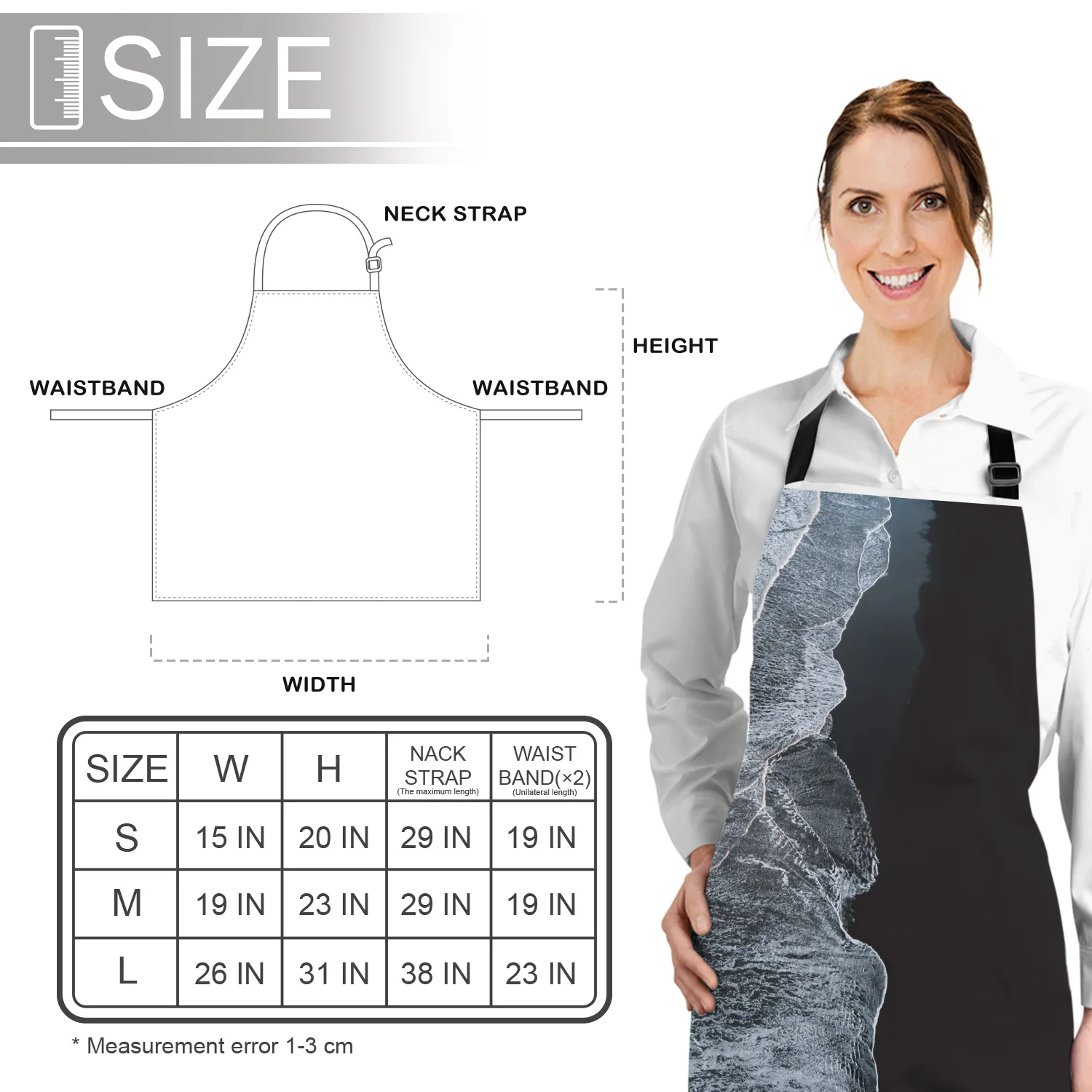 Волны на черном песчаном пляже в Исландии минималистичный Ландшафтный фартук с