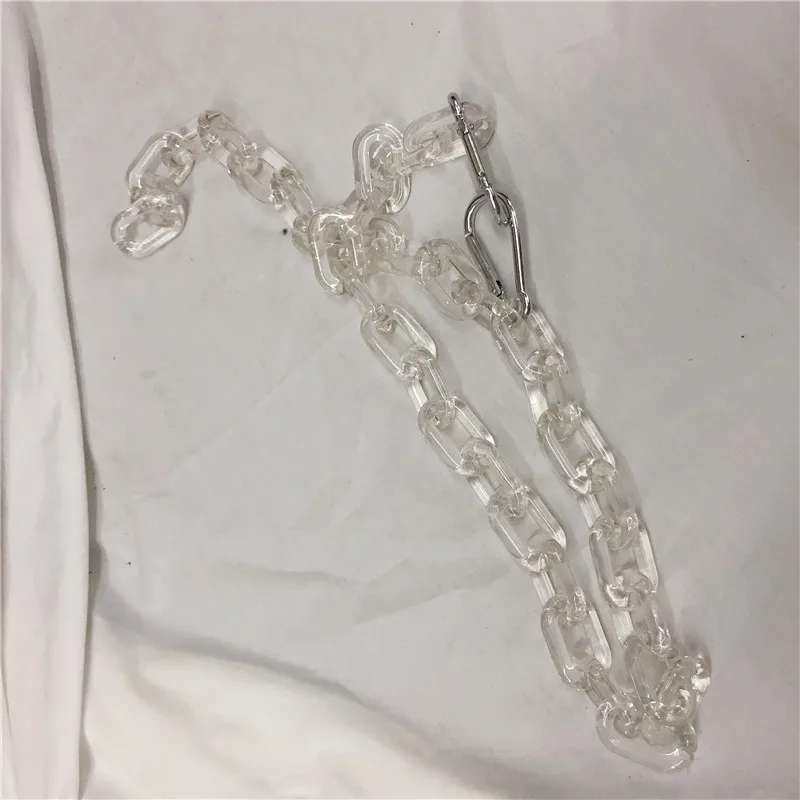 colorless pant chain Панк Стиль Модные Акриловые твердые ожерелье браслет для женщин Ins Горячая Хип Хоп смолы штаны с цепочкой ювелирные изделия Harajuku унисекс чокеры - Окраска металла: colorless pant chain