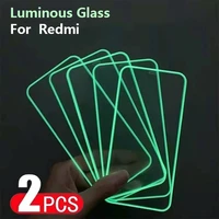 luminous screen protectors for xiaomi mi poco x3 pro m3 f3 5g glowing tempered glass for redmi note 10 pro 10s 9s 9t 9a 9c 8t 7