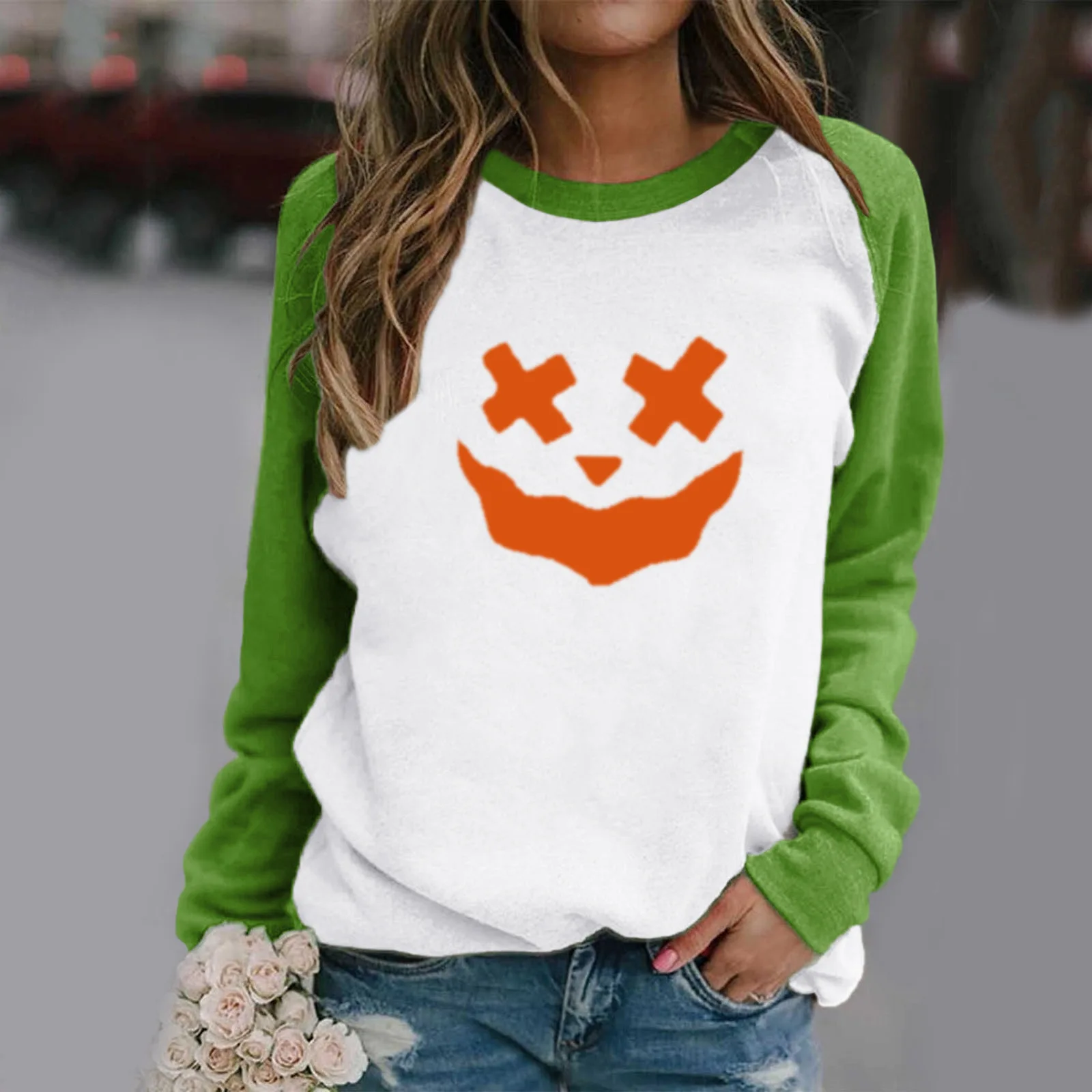 

RED 2 Women Sweatshirt Oversized hoodies the winter 2021 raglan sleeve head leisure printed flannel fleece