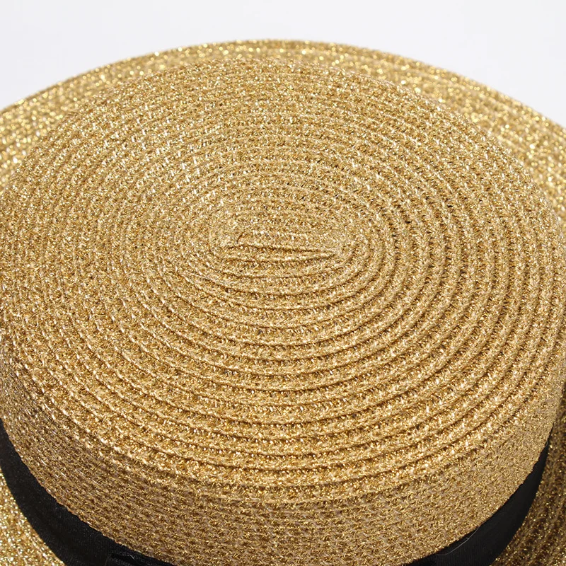 

Sun Hats Small Bee Straw Hat European and American Retro Gold Braided Hat Female Loose Sunscreen Sunshade Flat Cap Visors Hats