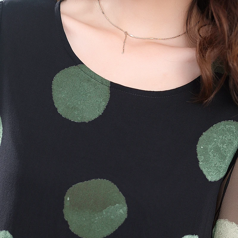 

Hot Sale Summer dress 2020 New Chinese Style Retro O-Neck Dress Temperament Long Flower Chiffon Faux Silk Dot Female Dresses
