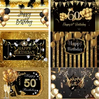 happy 18 30 40 50 60th birthday party black gold birthday party banner photo background photophone photo backdrop photo studio