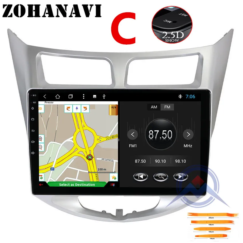 1G 16G ZOHANAVI 10," Android 9,0 Восьмиядерный автомобильный dvd gps плеер для hyundai Solaris Verna accent автомобильный головной убор радио видео плеер navi - Цвет: 1G 16G