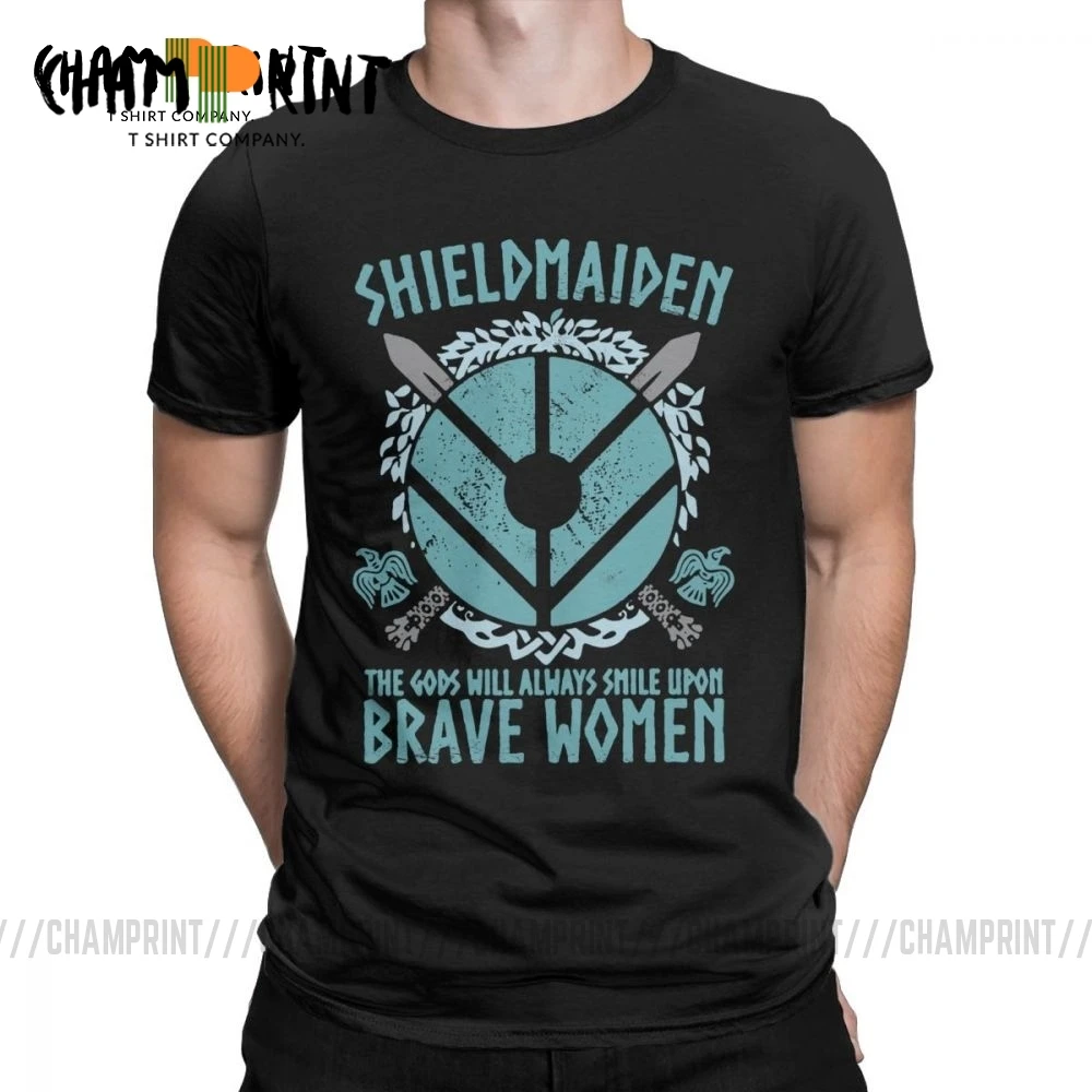 Футболка для мужчин Shield Maiden Повседневная футболка с коротким рукавом и вырезом