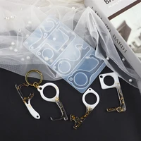 diy crystal epoxy resin mold contactless keychain door opener mirror silicone mold for resin