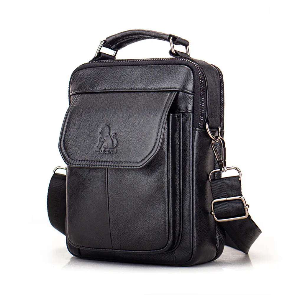 

2020 men's Genuine Leather hangbag Vintage Messenger Bag cow leather male Casual multifunction Crossbody bag man Shoulder Bags