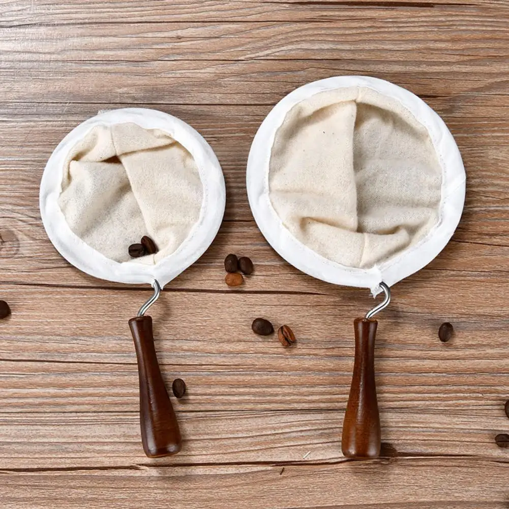 

80% Hot Sales!!! Coffee Filter Heat Insulation Soft Handle Wooden Fabric Handmade Reusable Tea Filter for Home