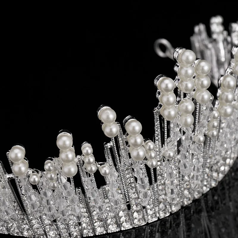 

Alloy Pearl Bride Large Crown Marriage Hair Accessories Bride Headdress Crown Wedding Dress Ornament Support
