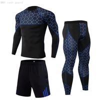 gym clothing training suits set men thermal set compression leggings sports top running short sweat jogger 3 piece tracksuit men