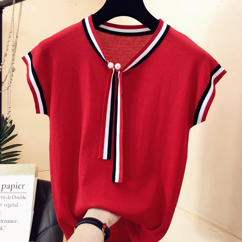 Женский трикотажный свитер из вискозы белый пуловер с круглым вырезом и коротким