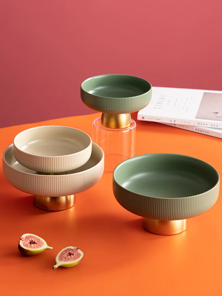 

Light Luxury Ceramic Fruit Plate Holiday Party Food Nuts Candy Dish Fashion Green Snack Compote Birthday Tableware