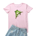 Женская футболка с рисунком лягушки, с коротким рукавом