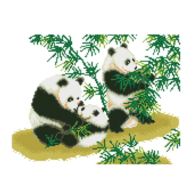 

2020 новая Алмазная Вышивка Животных частичная картина мозаика стразы украшение для дома Алмазная картина Панда Ест бамбуковые листья