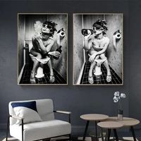 sexy girl sits in a toilet nordic canvas art posters and prints black and white canvas paintings on the wall art pictures cuadro