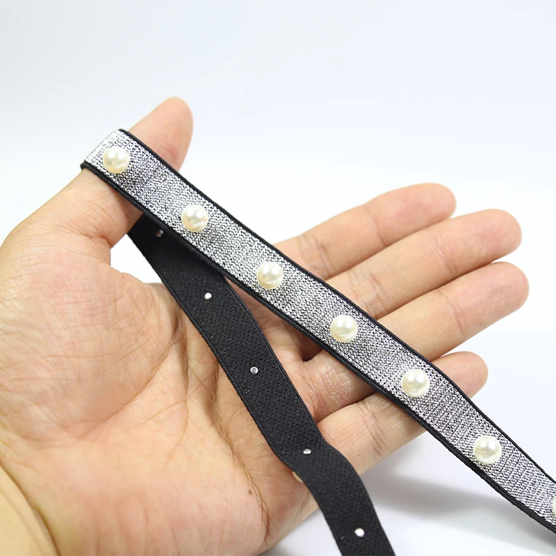 2 м/лот новинка эластичная резинка с жемчужинами золотистого и серебряного