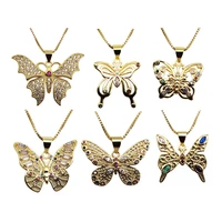 butterfly pendant necklace micro zircon insects animals charms copper gold plated diy neck catenary necklace jewelry