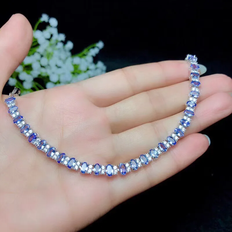 

MDINA Natural tanzanite bracelet, classic style, 925 silver, simple to wear, beautiful effect, luxurious style