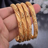new 4pcslot ethiopian gold color bangles for women girls dubai gold jewelry bresslate bangles bracelets