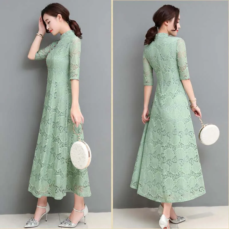 Платье женское традиционное в китайском стиле Элегантное Шелковое хлопковое