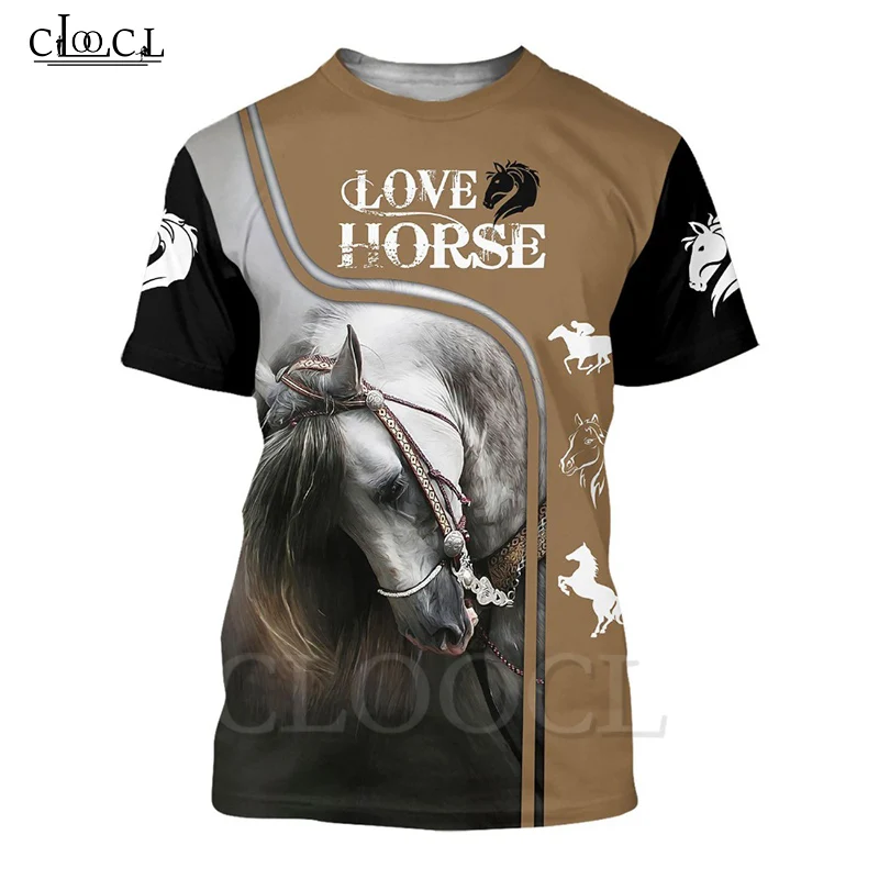 Новинка лета 2021 модная футболка CLOOCL с 3D принтом красивая Мужская и женская Love Horse