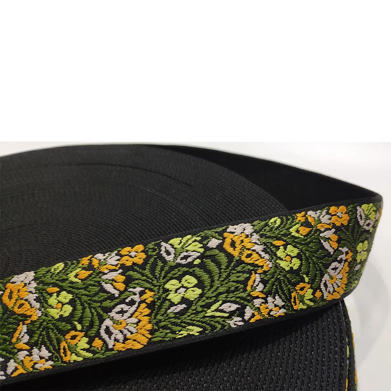 Новый дизайн высокое качество 2 дюймов желтый цветной вышивкой полиэстер лямки