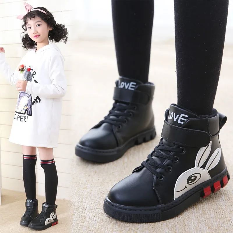 Kids Boys Warm Pu Leather Ankle Boots Children's Sport Running Basketball Boot