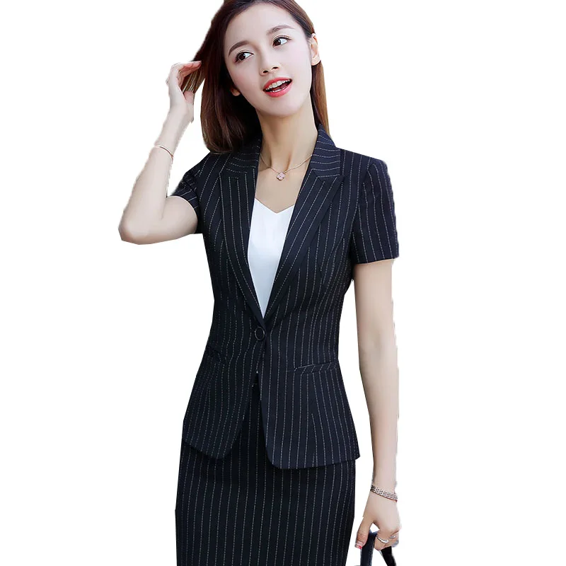 

New 2021 Summer Women Formal Pant Suits Short Sleeve Blazer and Pants Office Ladies Business Work Wear Suits Set 2 Pieces OL Top