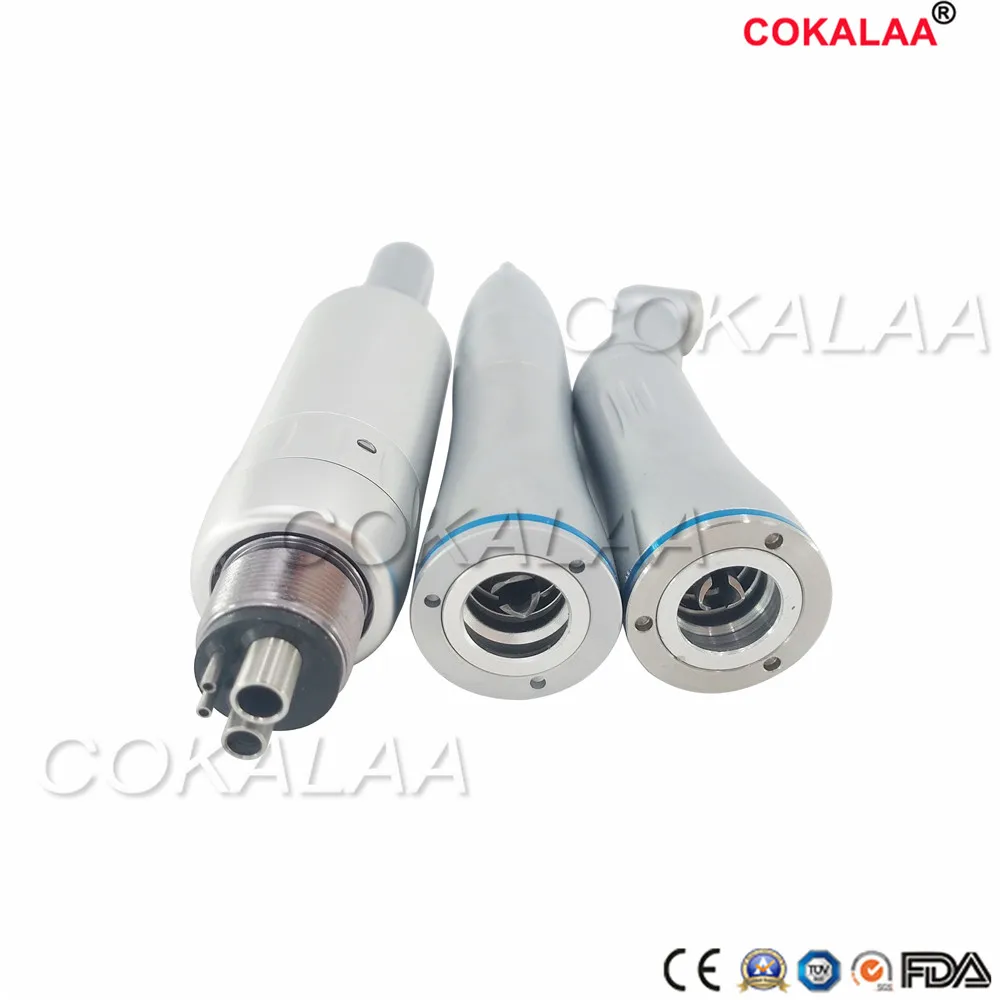 COKALAA Dental Low Speed Handpiece Kit Turbine Straight Contra Angle Air Motor Inner Water Spray 2/4Holes Available