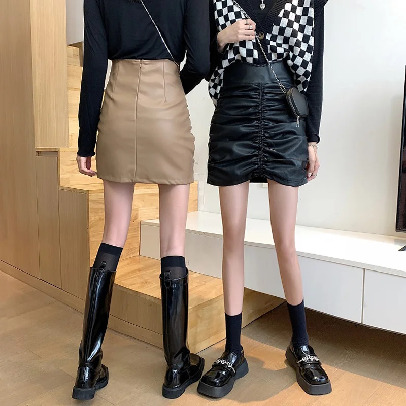 Осенняя трапециевидная юбка в Корейском стиле новинка 2021 яркая плиссированная