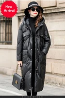 2020 fashion sheepskin coat coat casual hooded atmospheric leather down jacket womens long