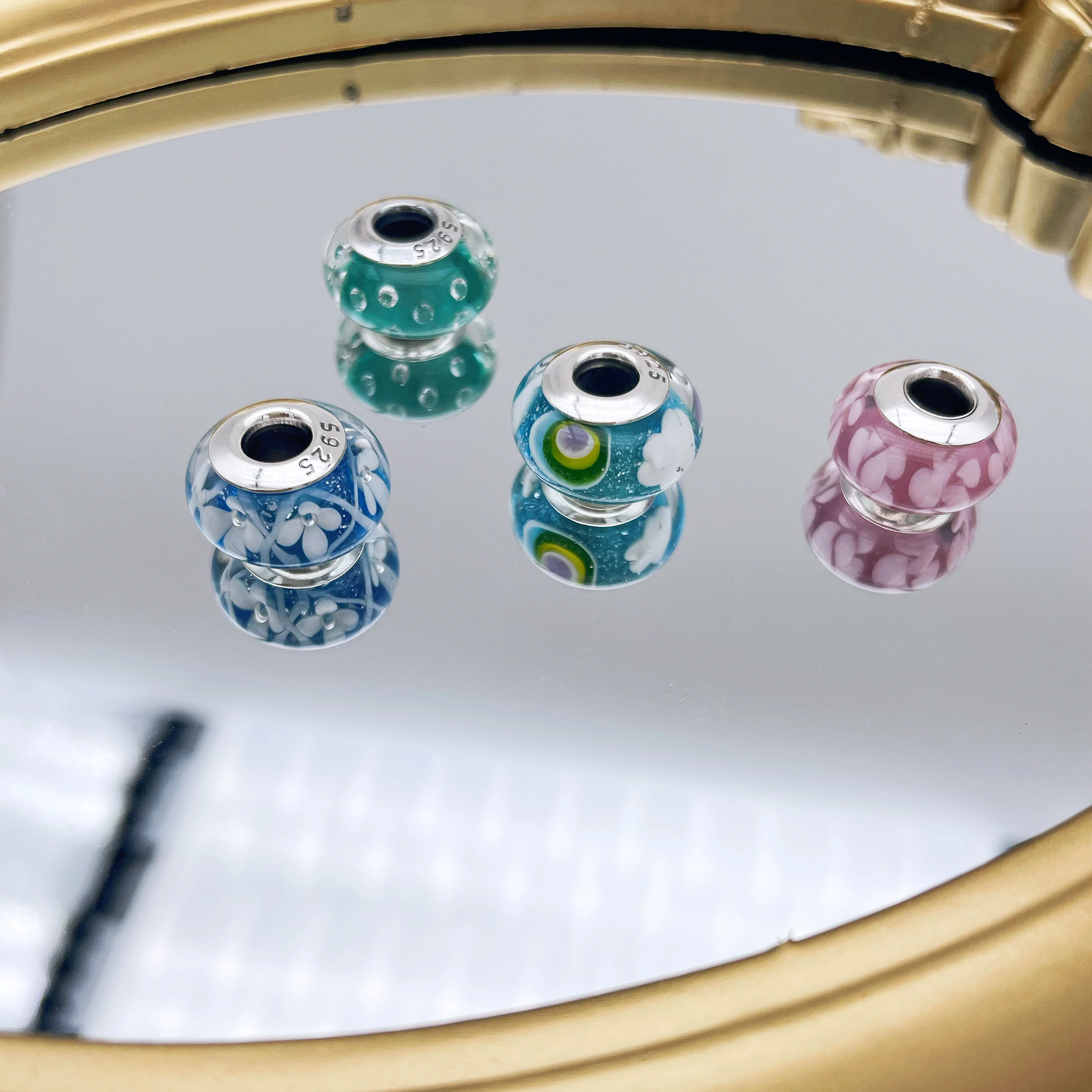 Оригинальные матовые красочные искусственные бусины из серебра 925 пробы