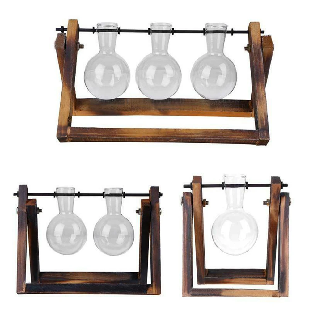 Стеклянная и деревянная ваза плантатор стол для террариума настольный