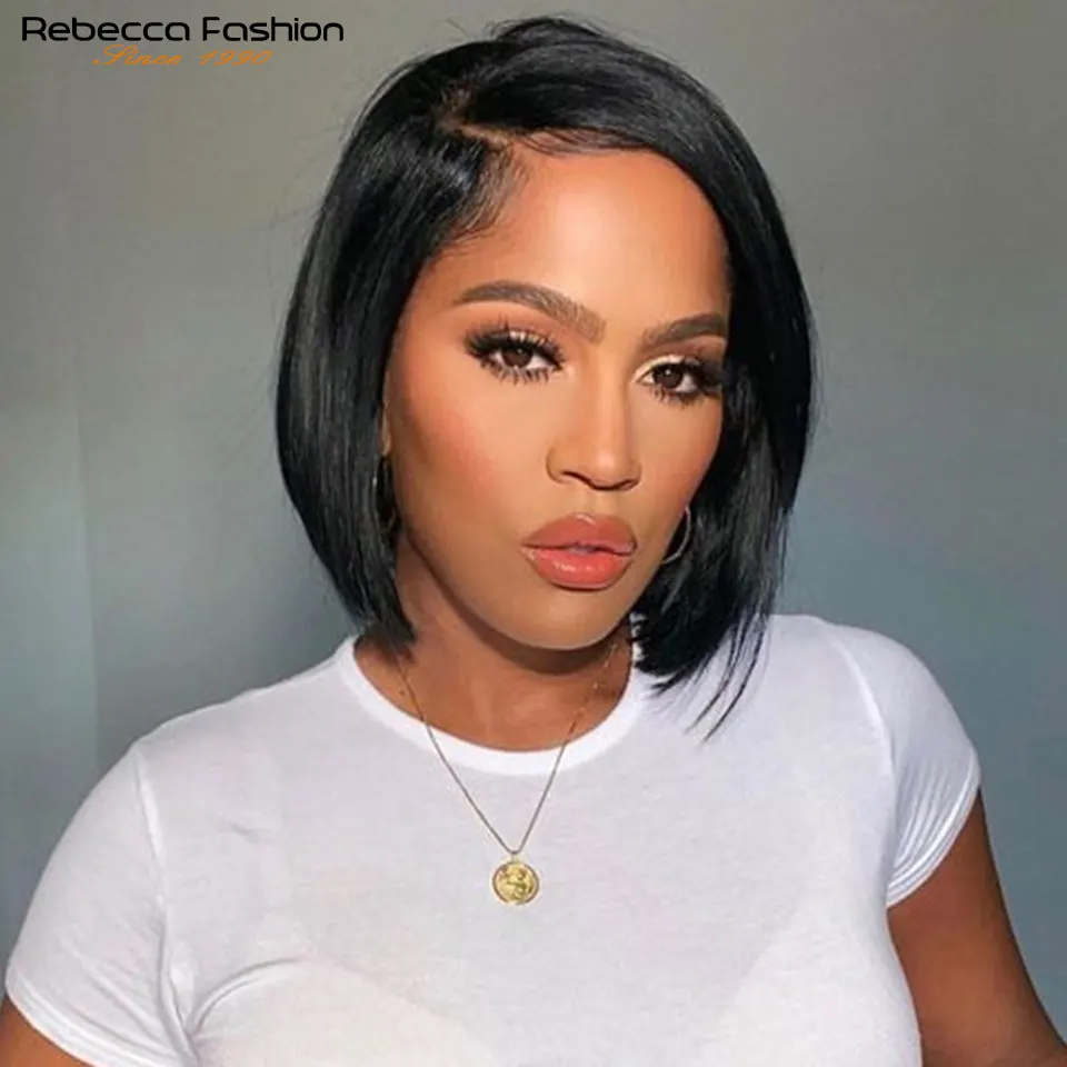 Straight Bob Human Hair Wigs Part Lace Front Bob Wigs Straight Short Bob Wig Rebecca Wig Brazilian Lace Front Human Hair Wigs