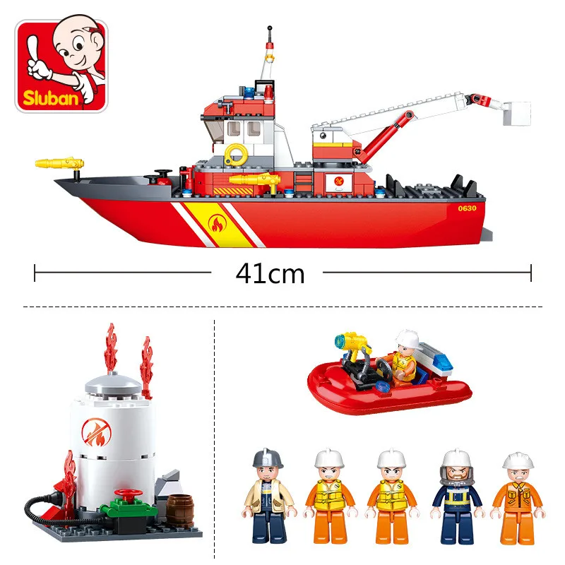

429Pcs City Fire Police Sea Rescue Boat Ship Model Building Blocks Sets Brinquedos Bricks Educational Toys for Children