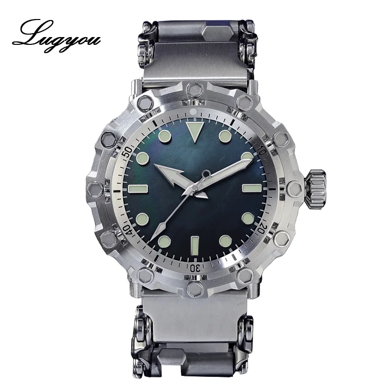 Without Date No Logo Lugyou Сан Мартин Осьминог Diver часы Мужские автоматические SW200 нержавеющая сталь 20ATM сапфир купольный инструмент браслет многофункциональный BGW - Цвет: Without Date No Logo