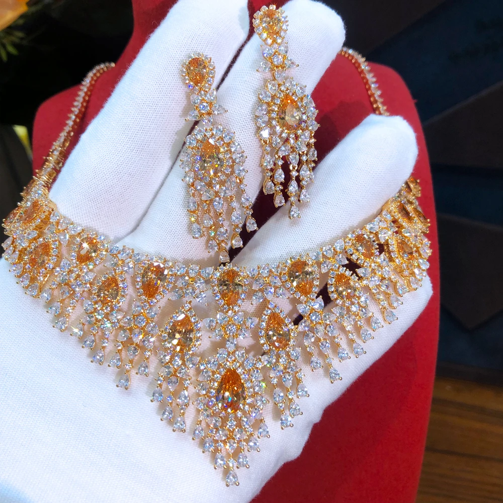 Missvikki яркое великолепное ожерелье серьги для благородных роскошных женщин Свадебные вечеринки шоу Ювелирные наборы высокого качества роск...