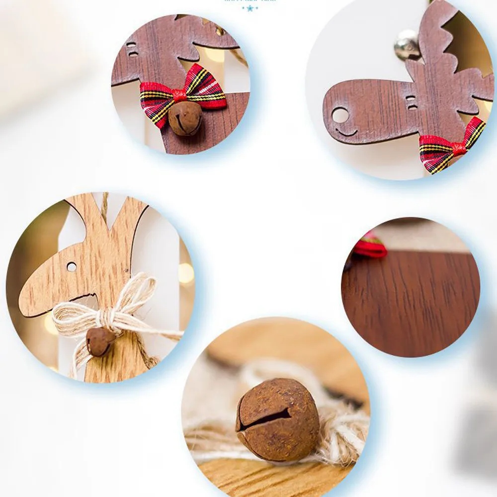 1PCS Christmas Deer Wooden Xmas Tree Pendants DIY Ornaments For Party Perfect for outdoo indoor decoration^5 | Дом и сад